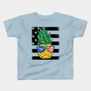 USA Patriotic Pineapple Sunglasses Kids T-Shirt